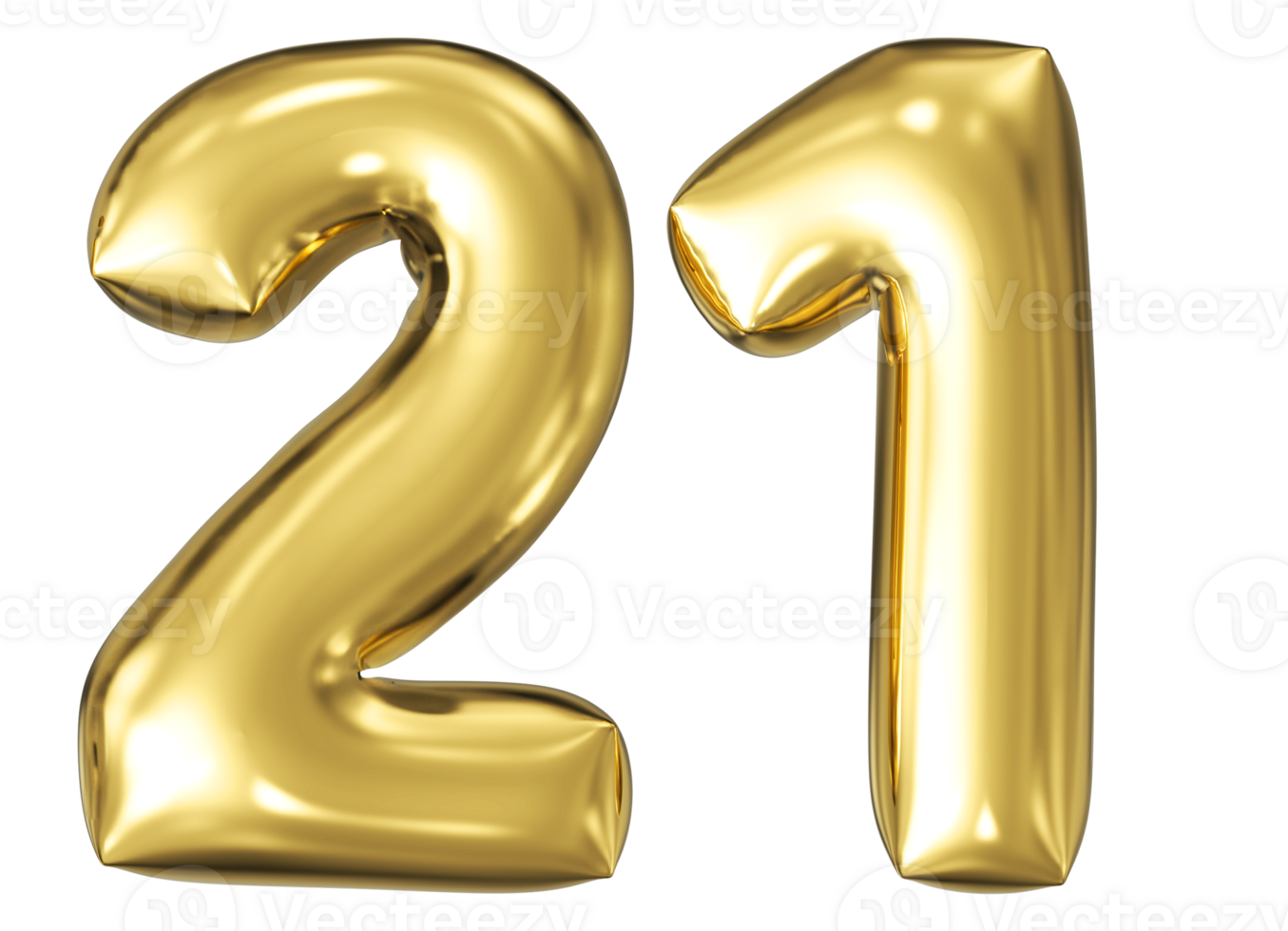 Gold Bubble Number 21 png