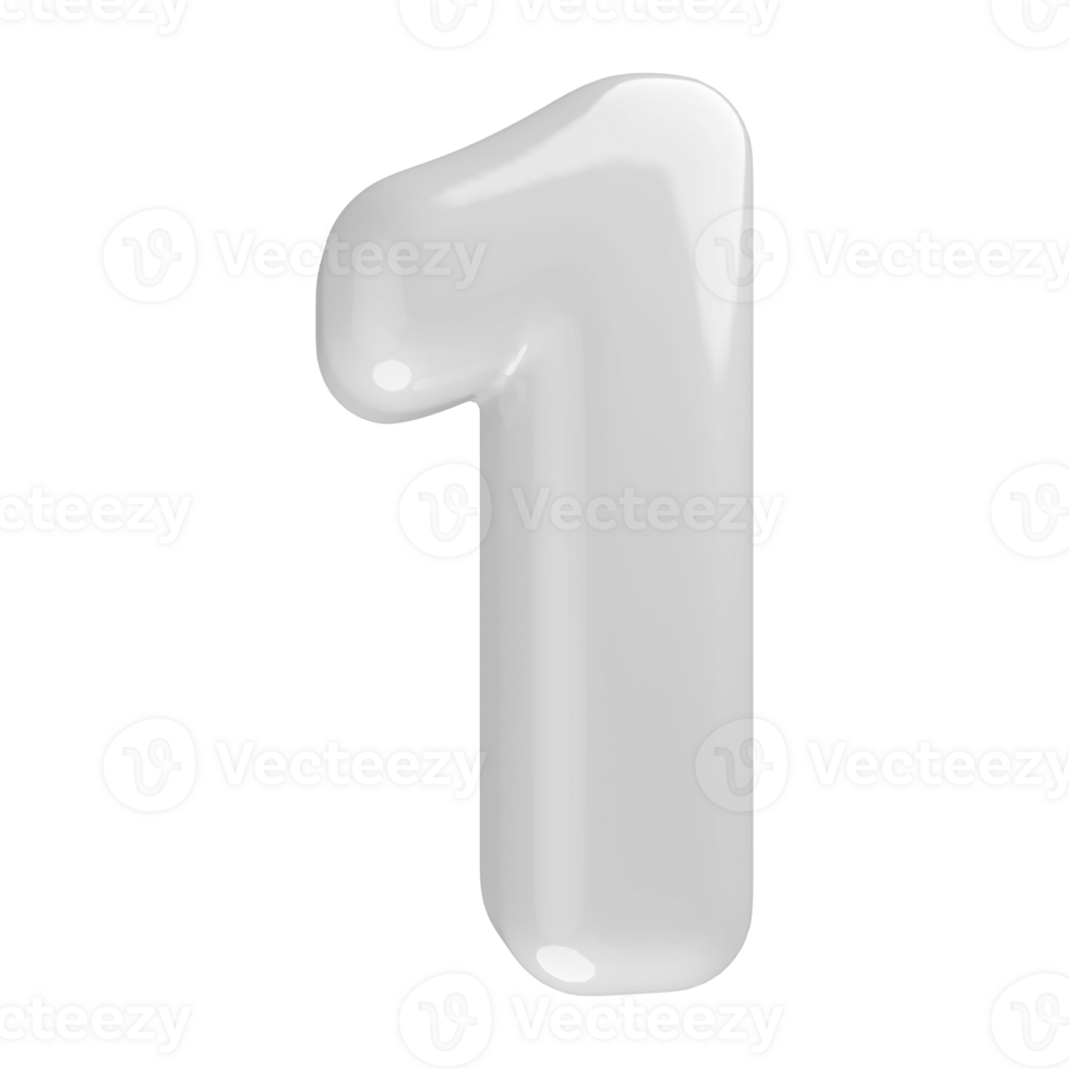 Weiß 3d Nummer 1 png