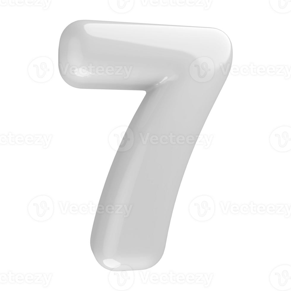 White 3D Number 7 png