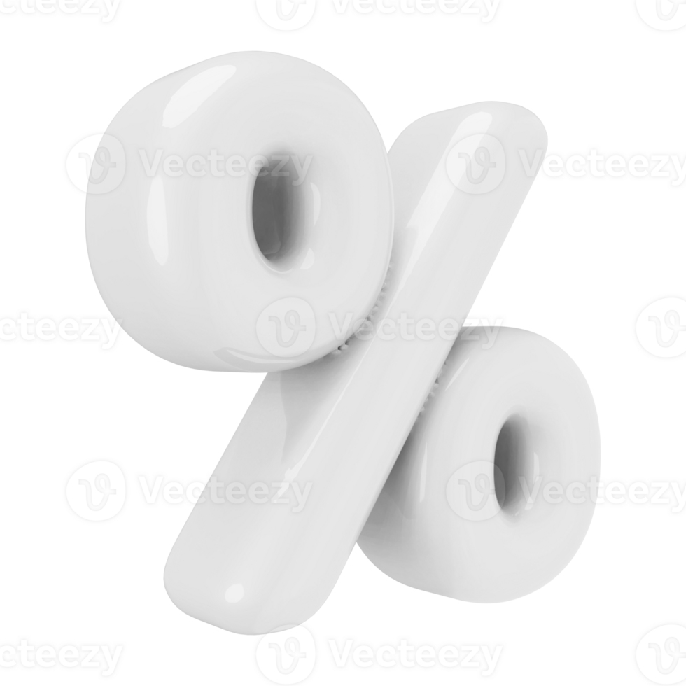 White 3D Percent Symbol png