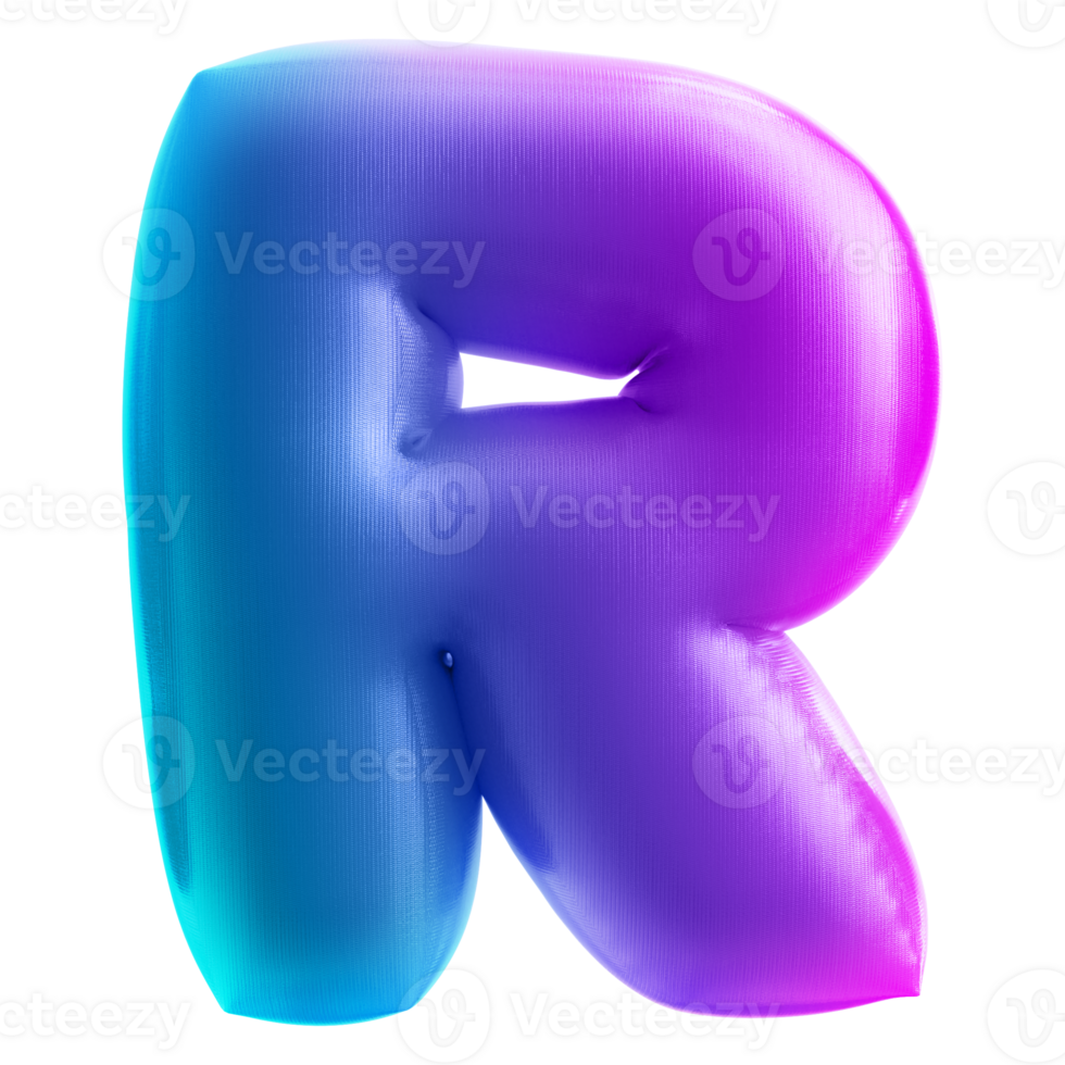 Bubble Font Gradient Letter R png
