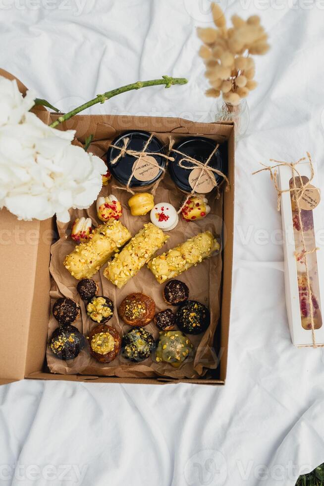 Bountiful Box. Snacks and Blooms photo