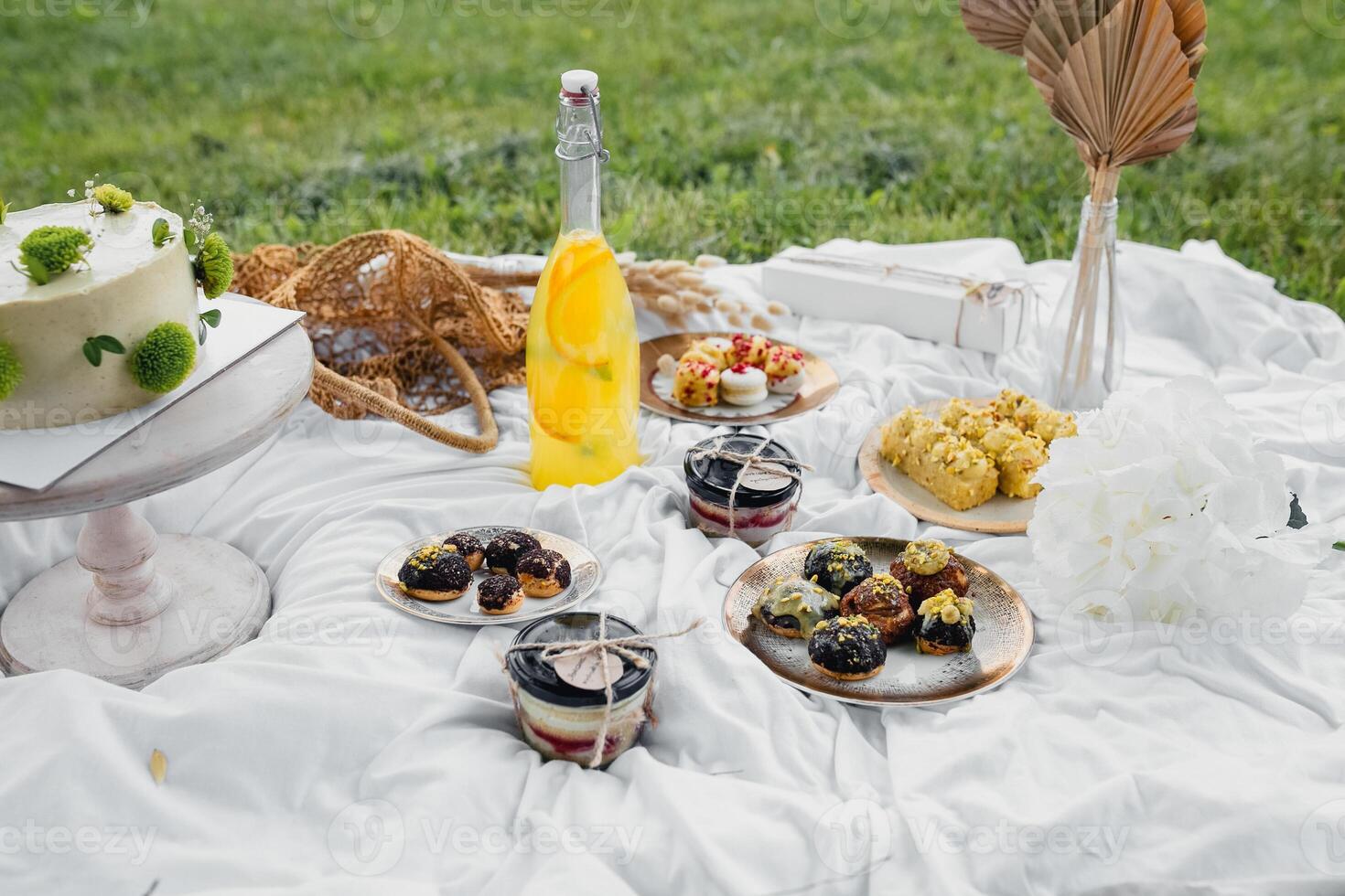 A Culinary Gathering. Feast on a Picnic Table photo