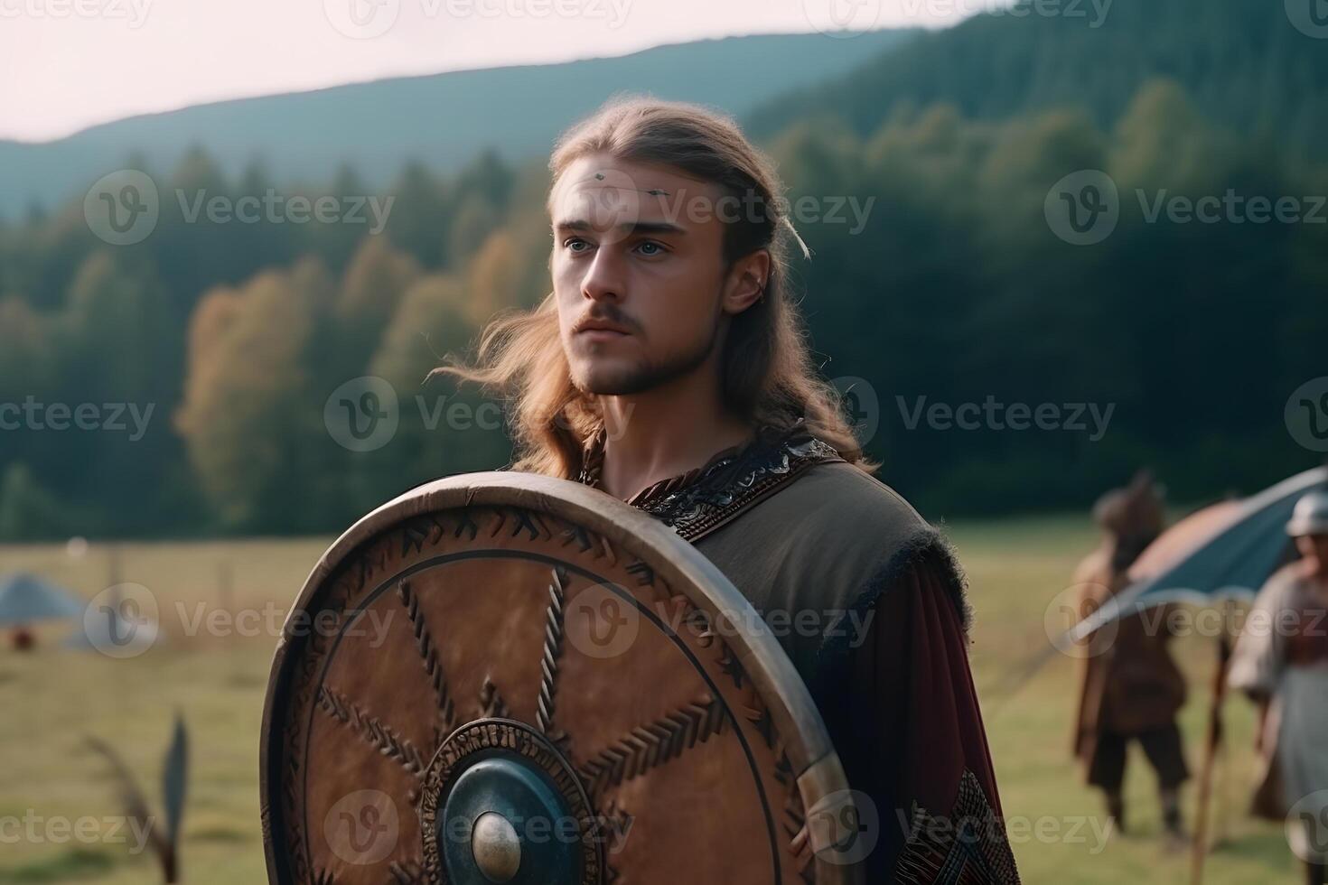 Viking or Anglo-Saxon warrior. Neural network photo