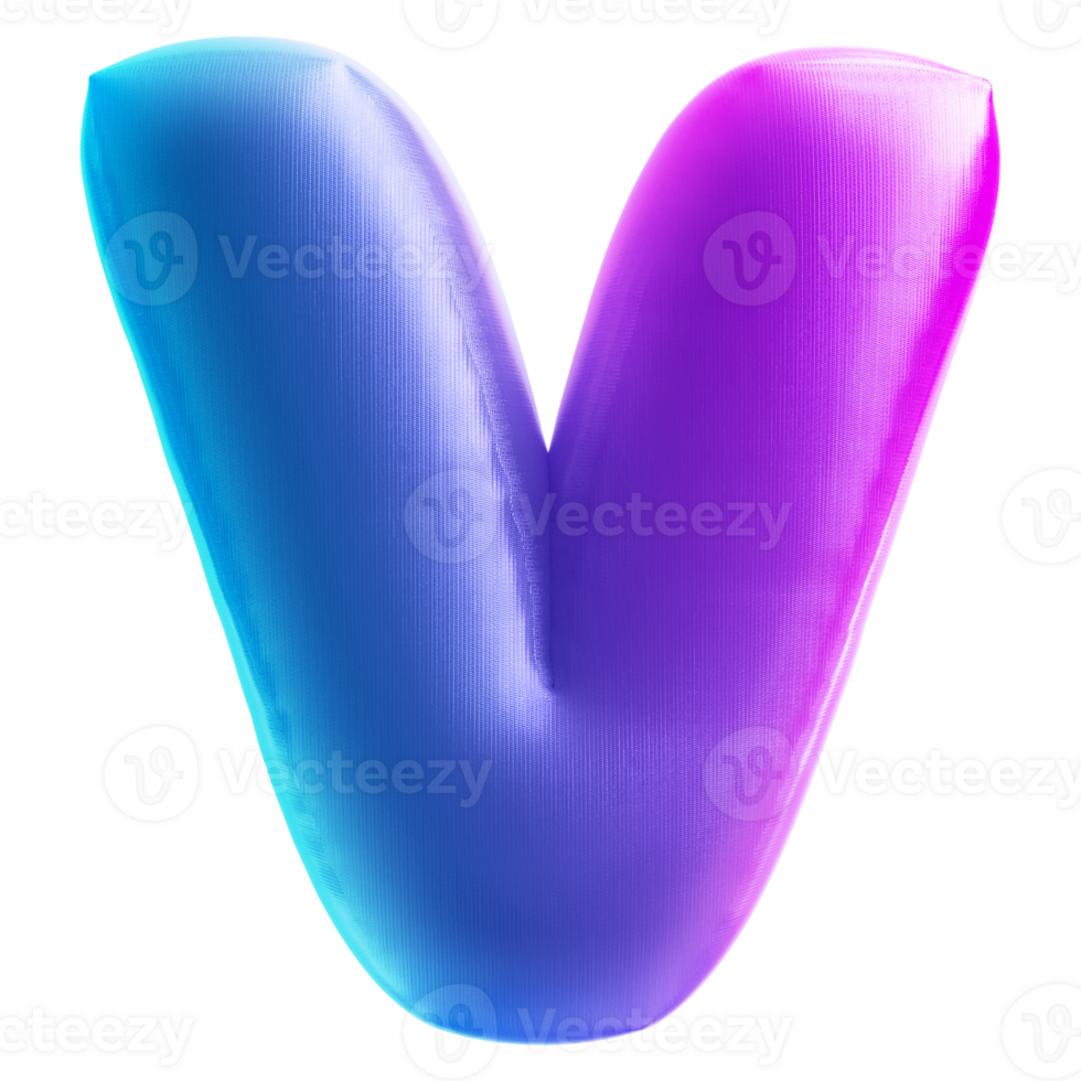 Bubble Font Gradient Letter V png