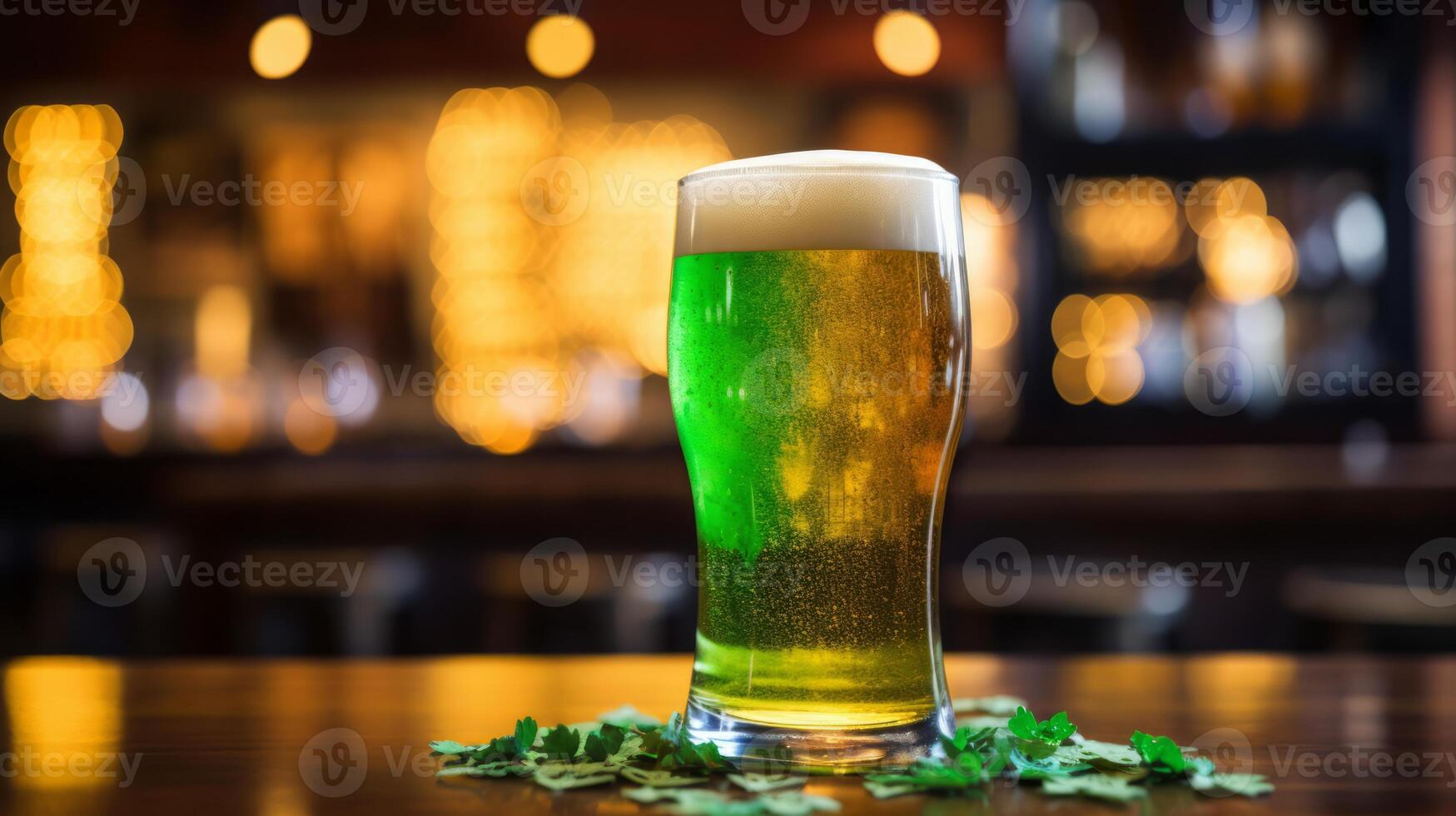 glass of green beer, st patricks day concept. Neural network photo