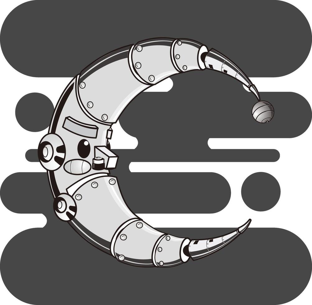 silver robot moon vector