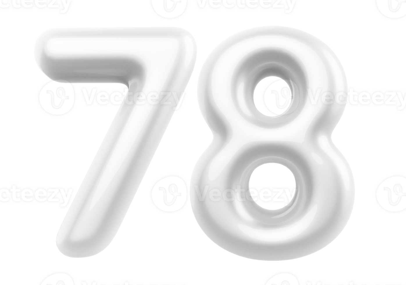 Silver 3D Number 78 png