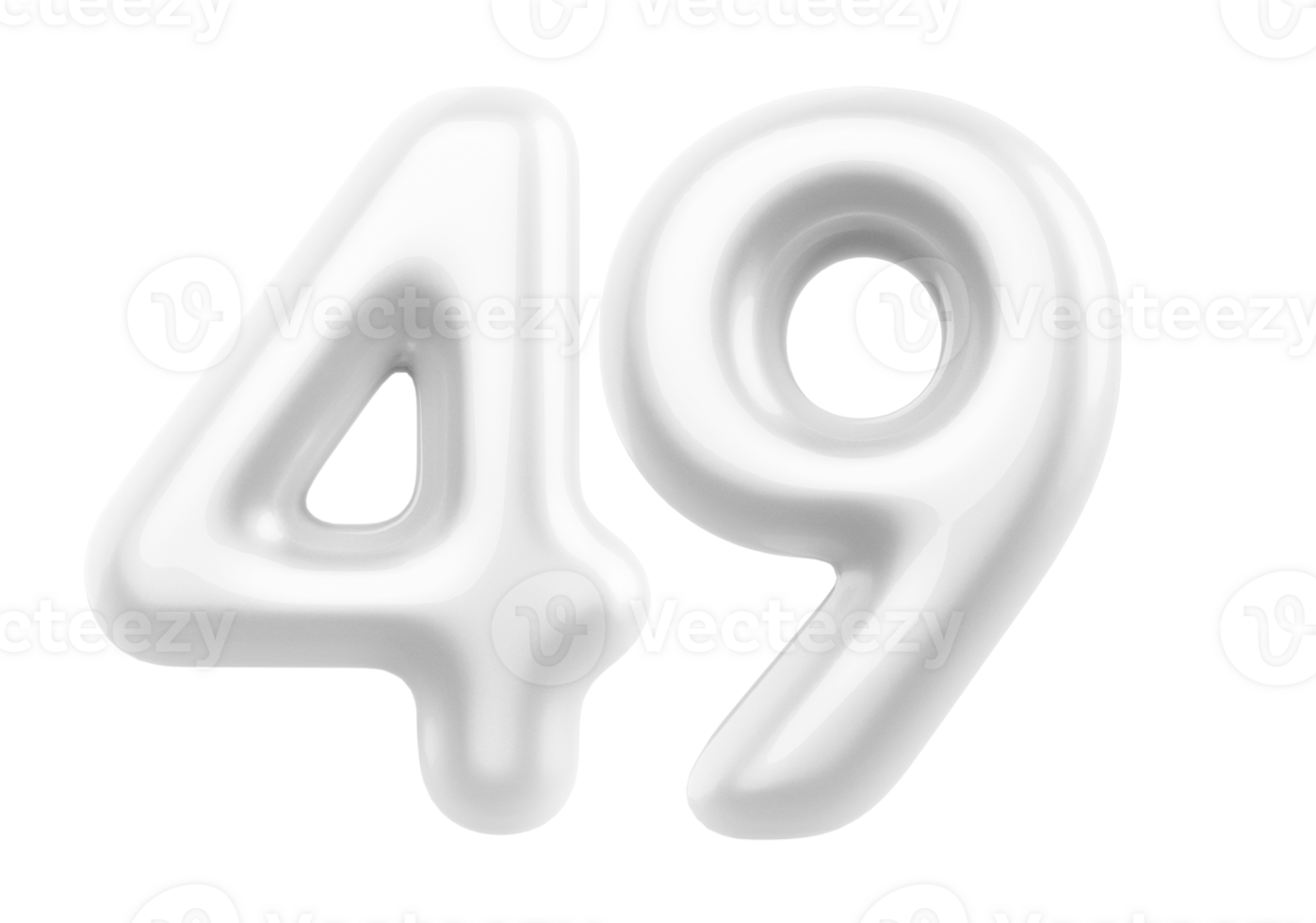 Silver 3D Number 49 png