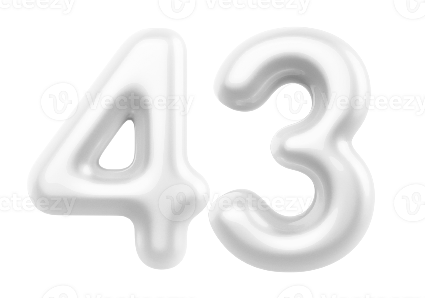 Silver 3D Number 43 png