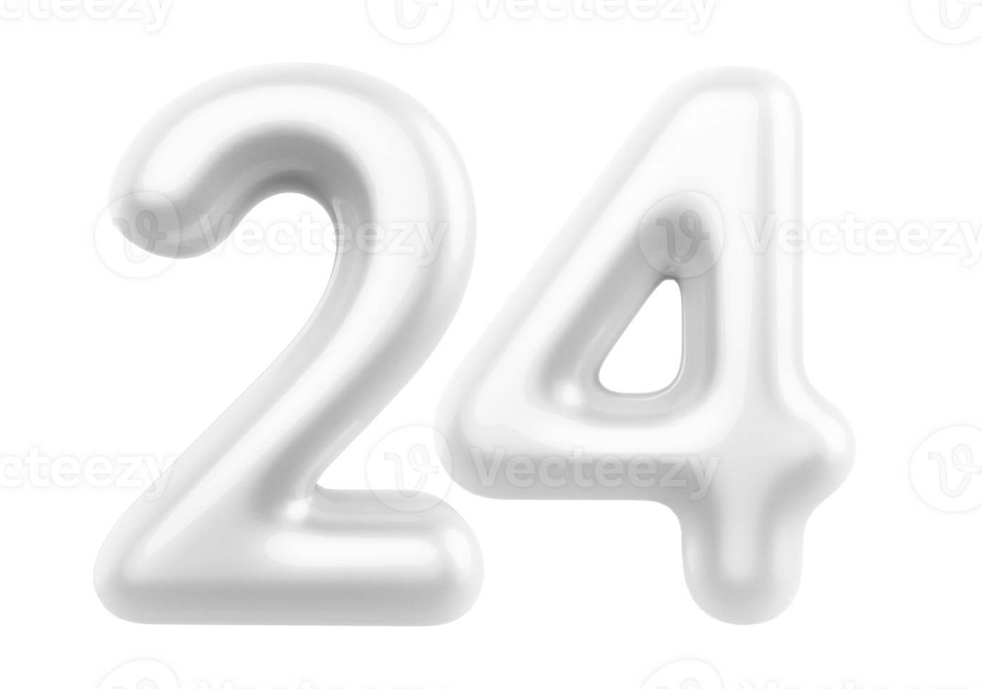 Silver 3D Number 24 png