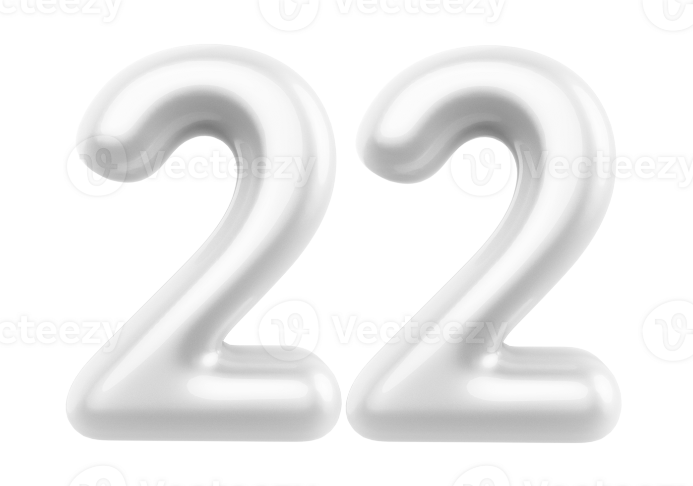 Silver 3D Number 22 png