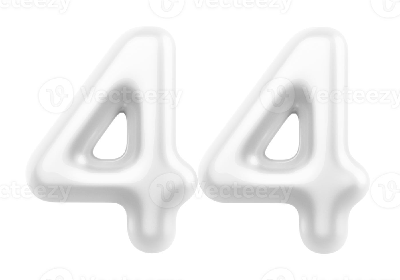 Silver 3D Number 44 png