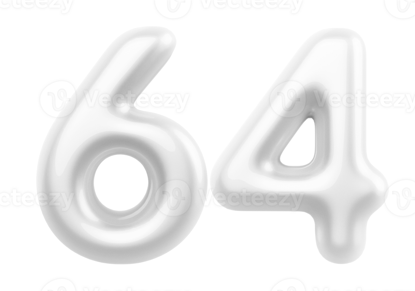 Silver 3D Number 64 png