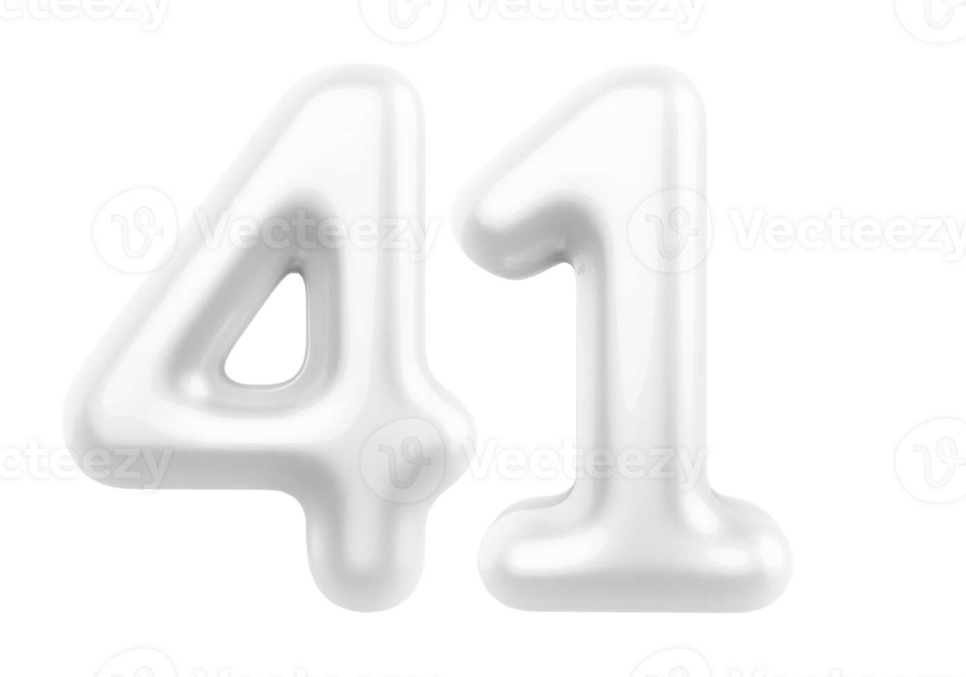 Silver 3D Number 41 png