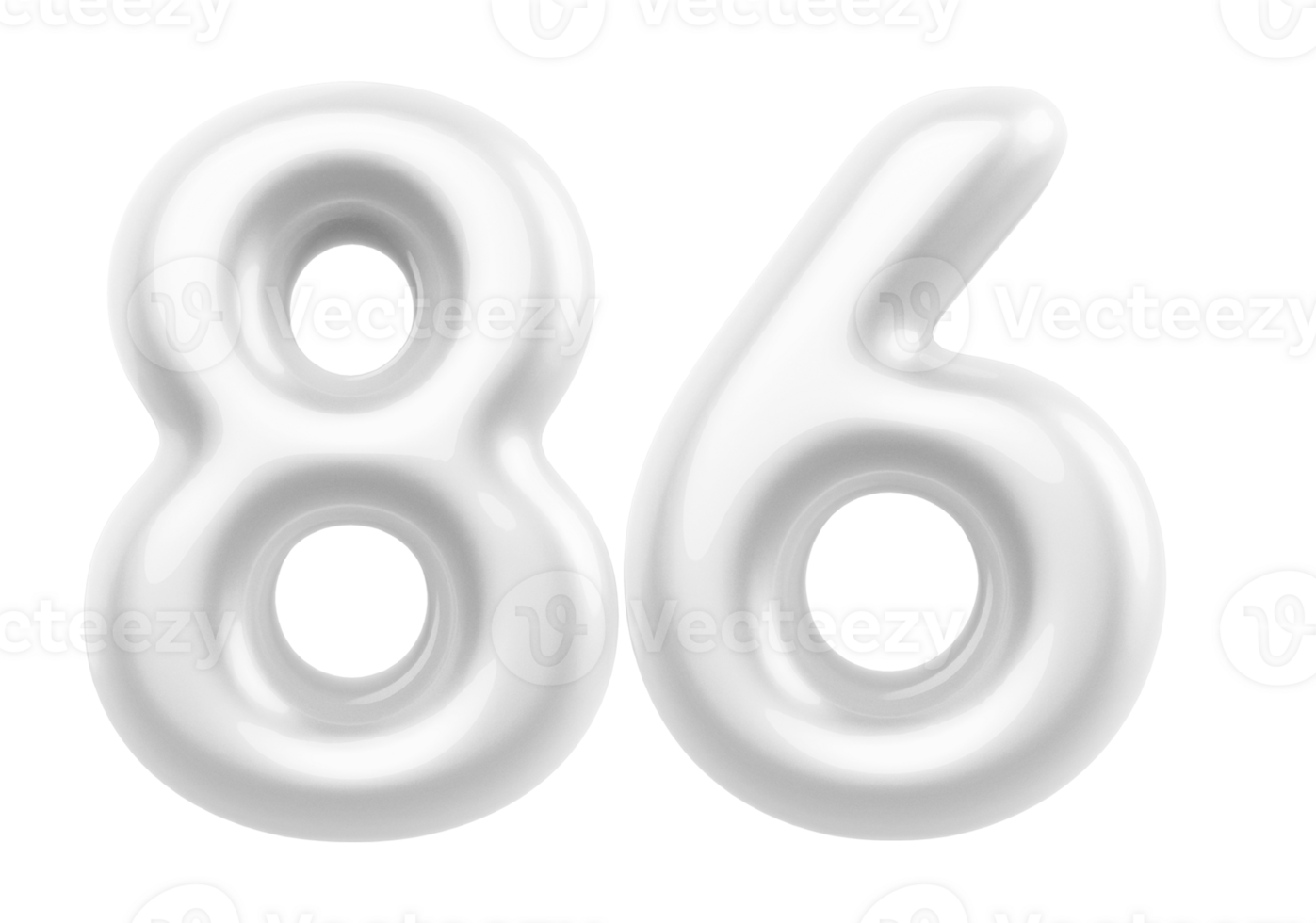 Silver 3D Number 86 png