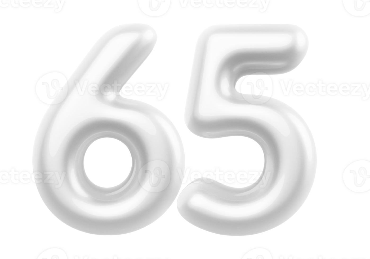 Silver 3D Number 65 png