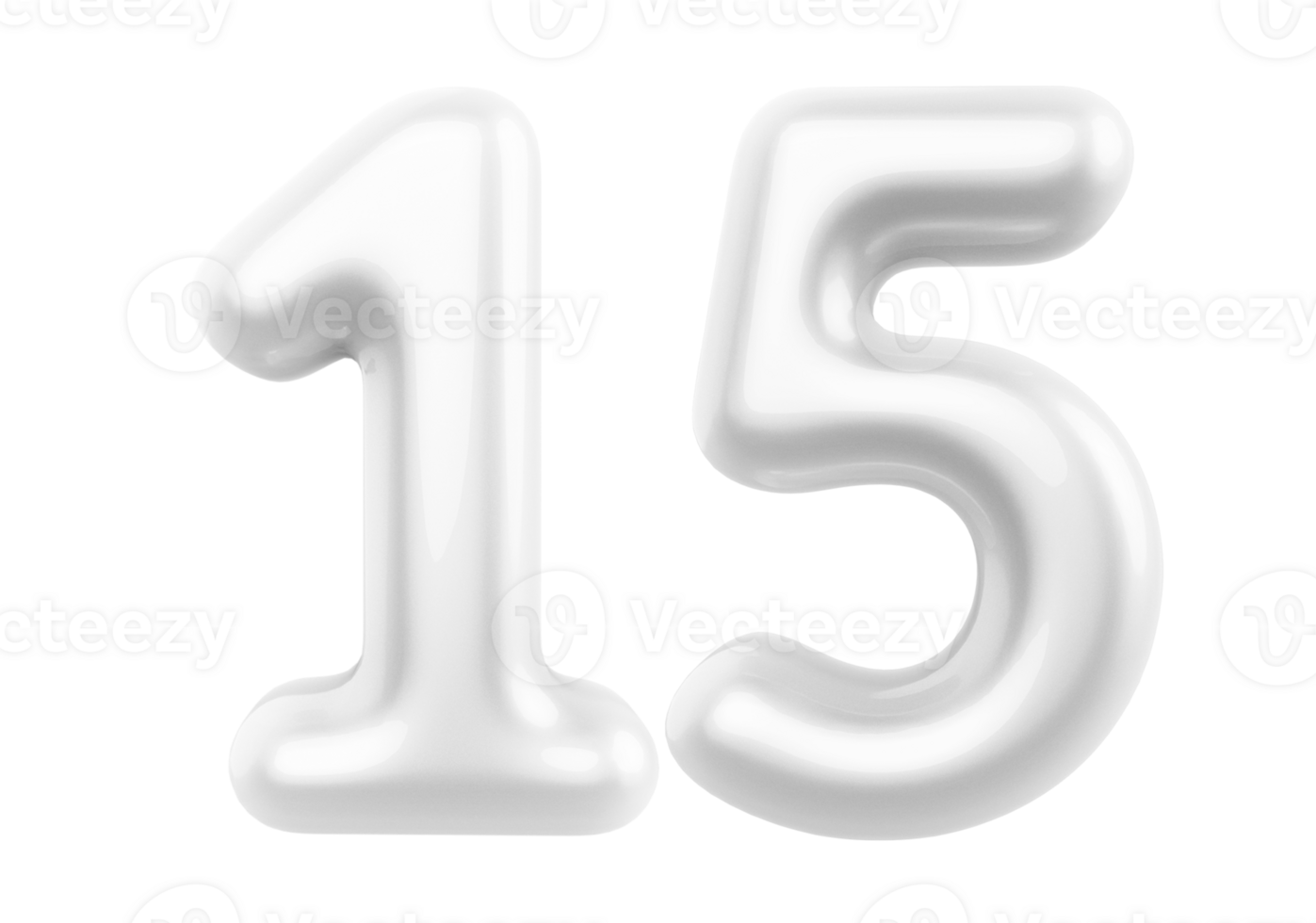 Silver 3D Number 15 png