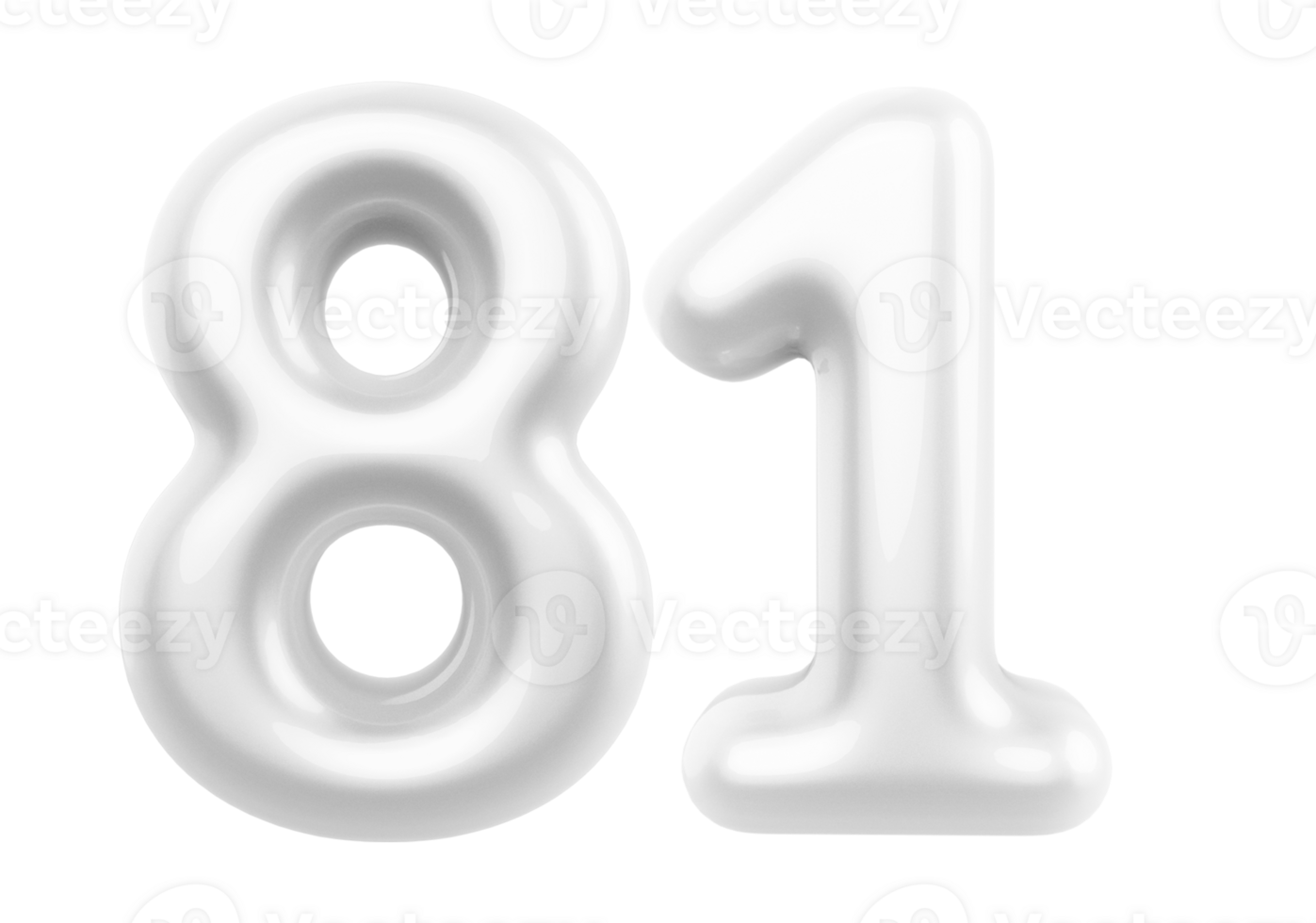 Silver 3D Number 81 png
