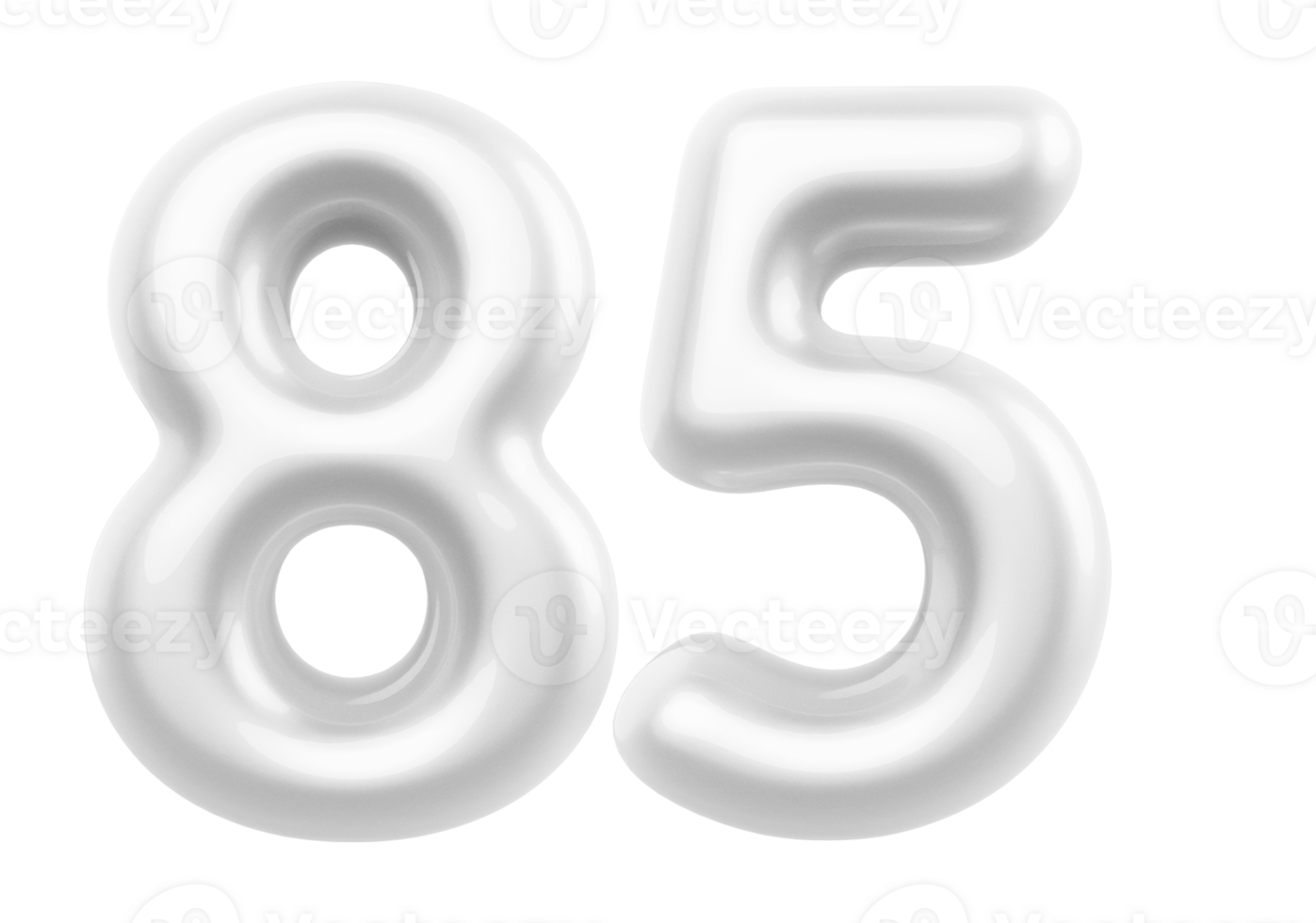 Silver 3D Number 85 png