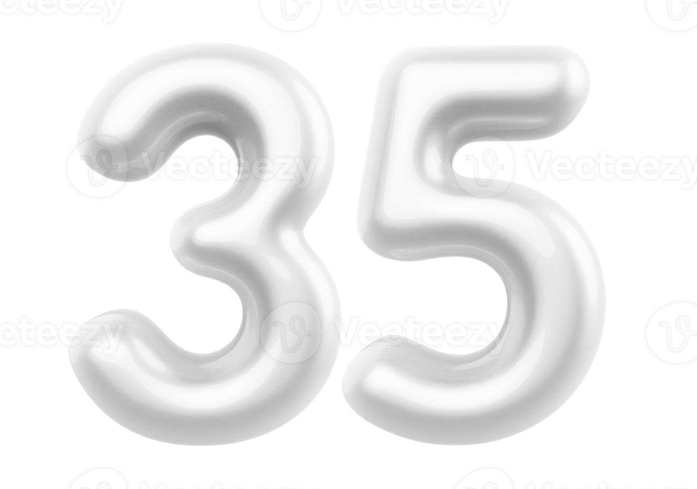 Silver 3D Number 35 png
