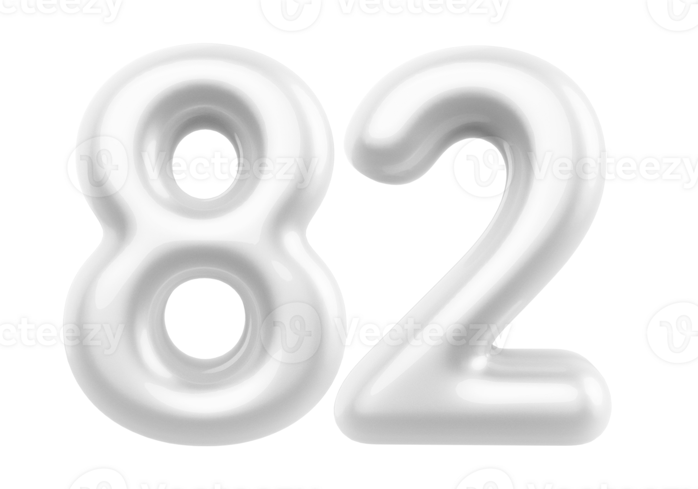 Silver 3D Number 82 png