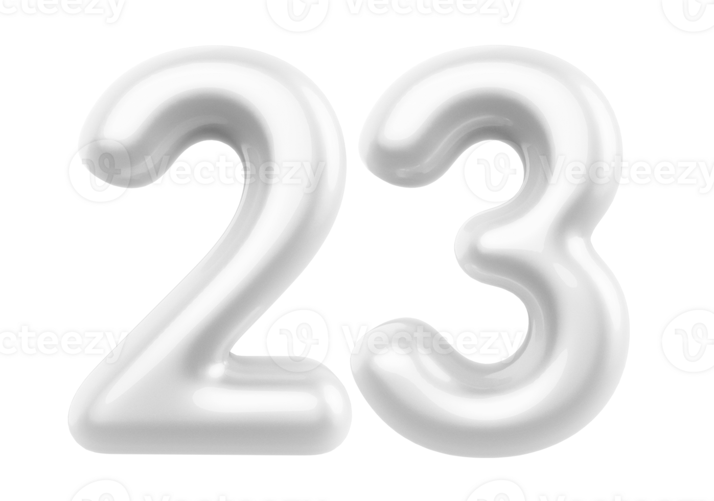 Silver 3D Number 23 png