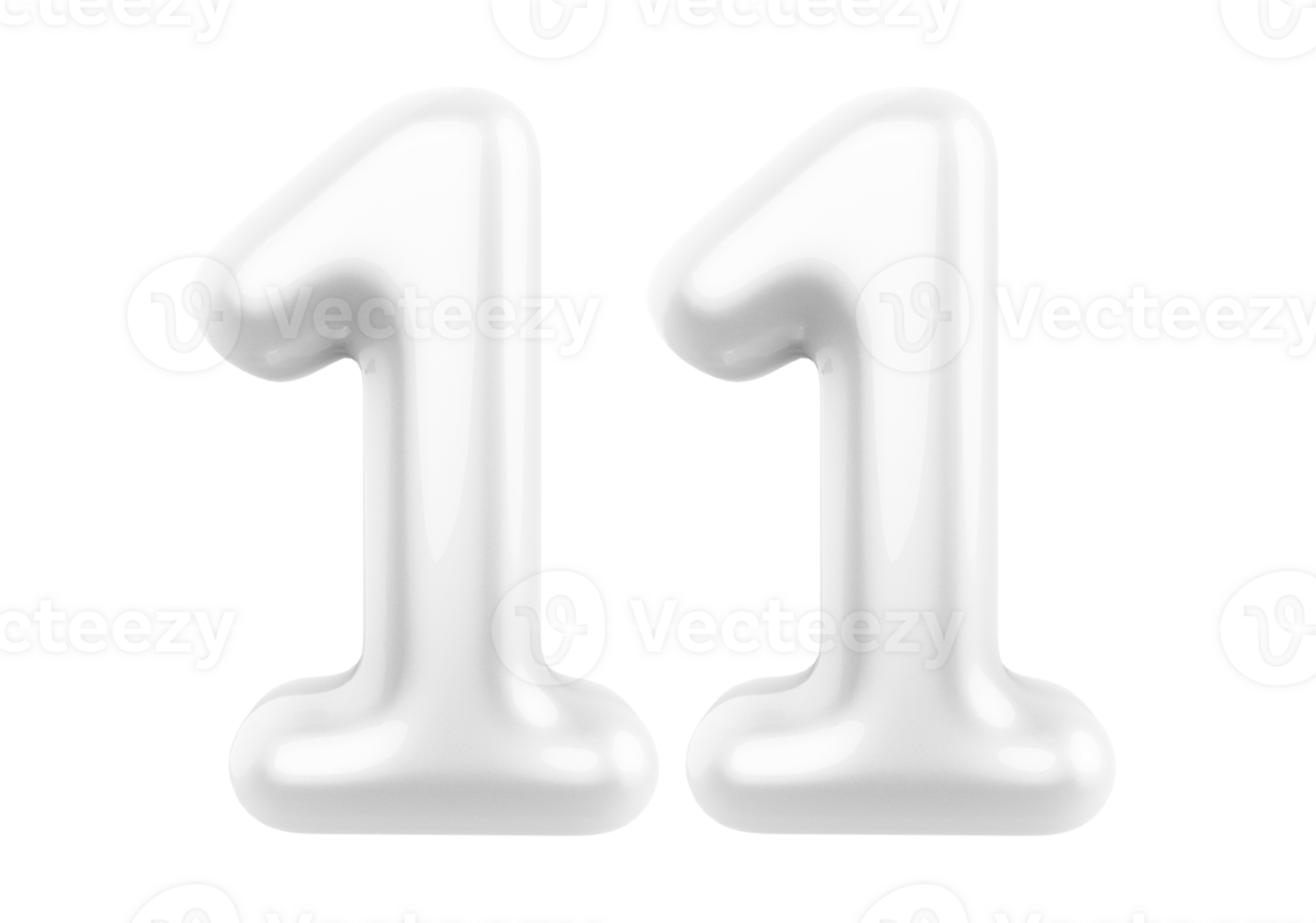 Silver 3D Number 11 png