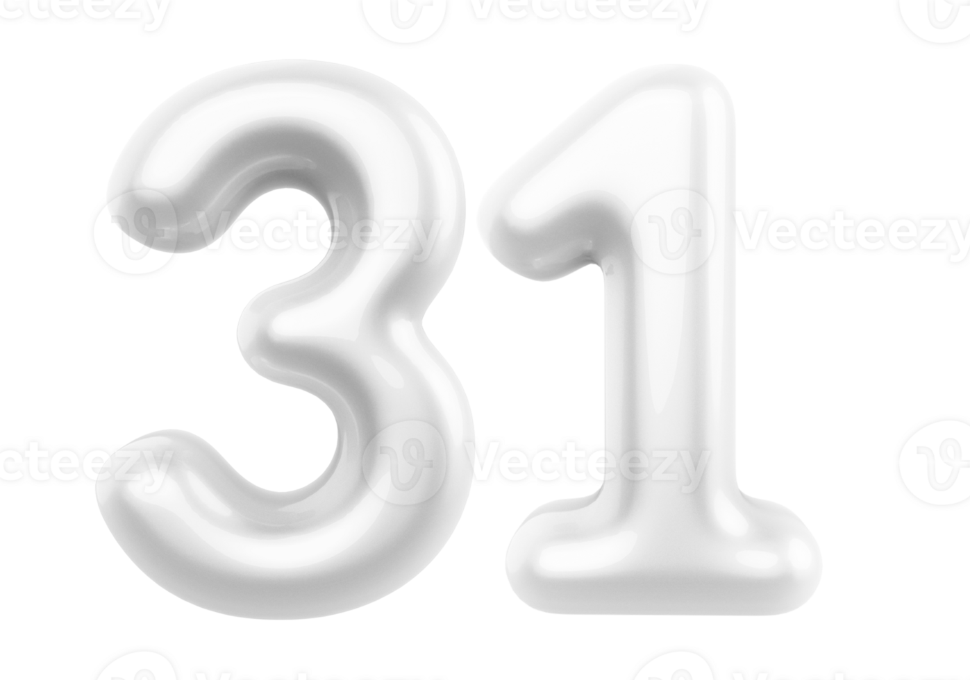Silver 3D Number 31 png