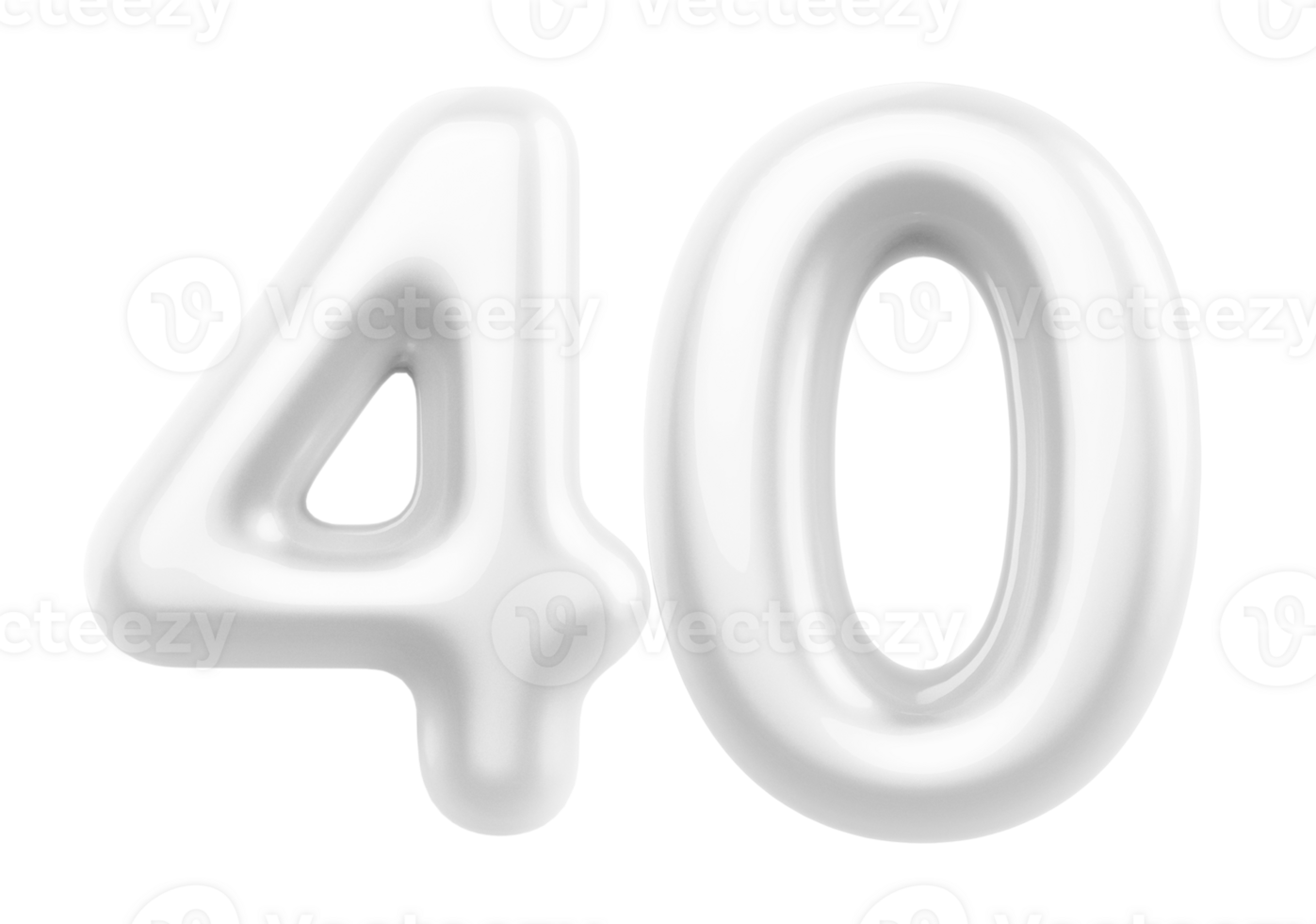 Silver 3D Number 40 png