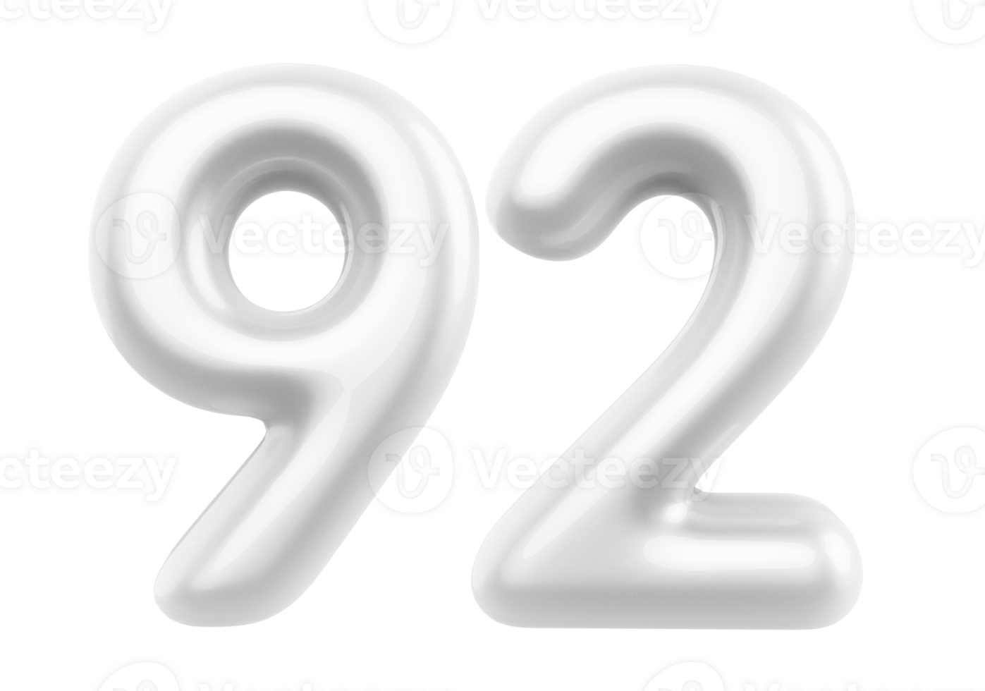 Silver 3D Number 92 png