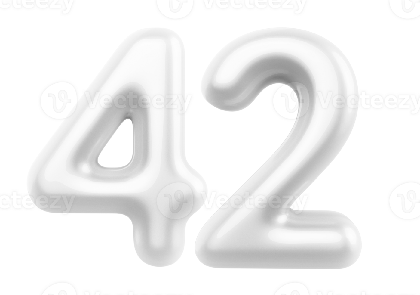 Silver 3D Number 42 png