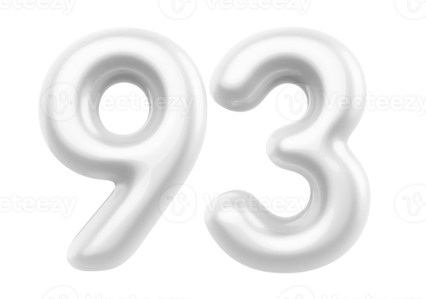 Silver 3D Number 93 png