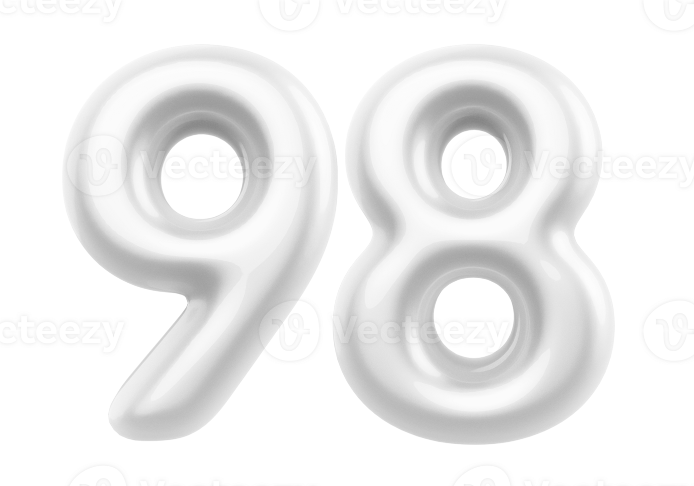 Silver 3D Number 98 png
