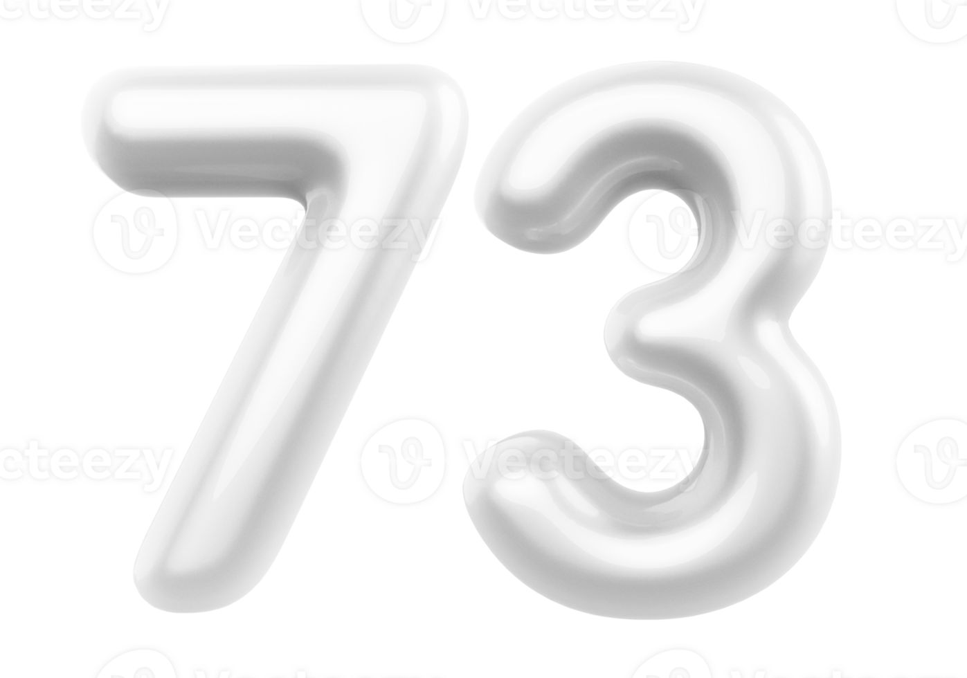 Silver 3D Number 73 png