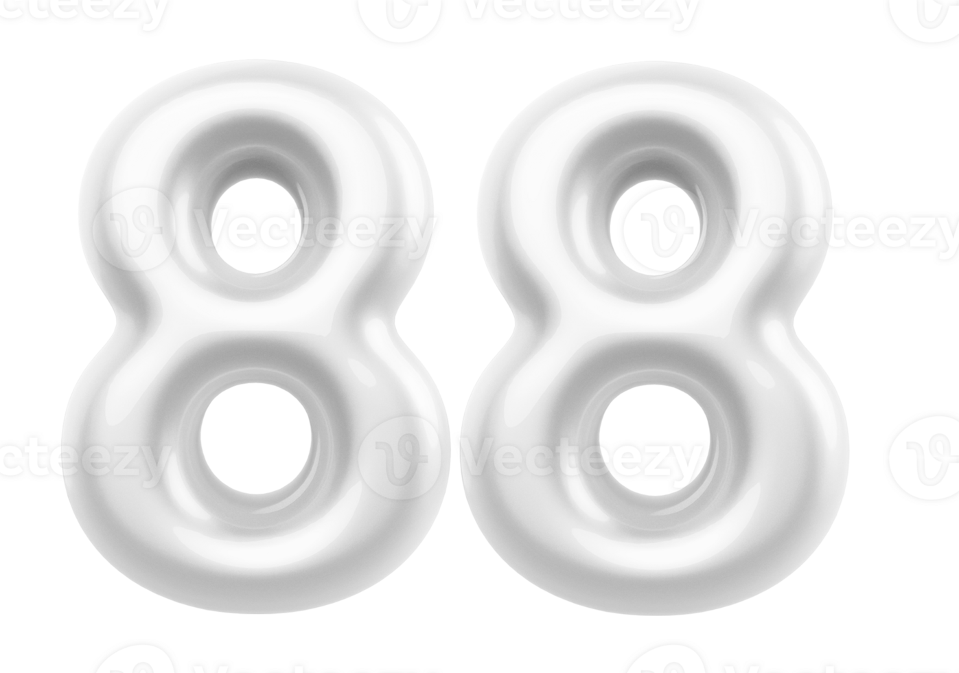 Silver 3D Number 88 png