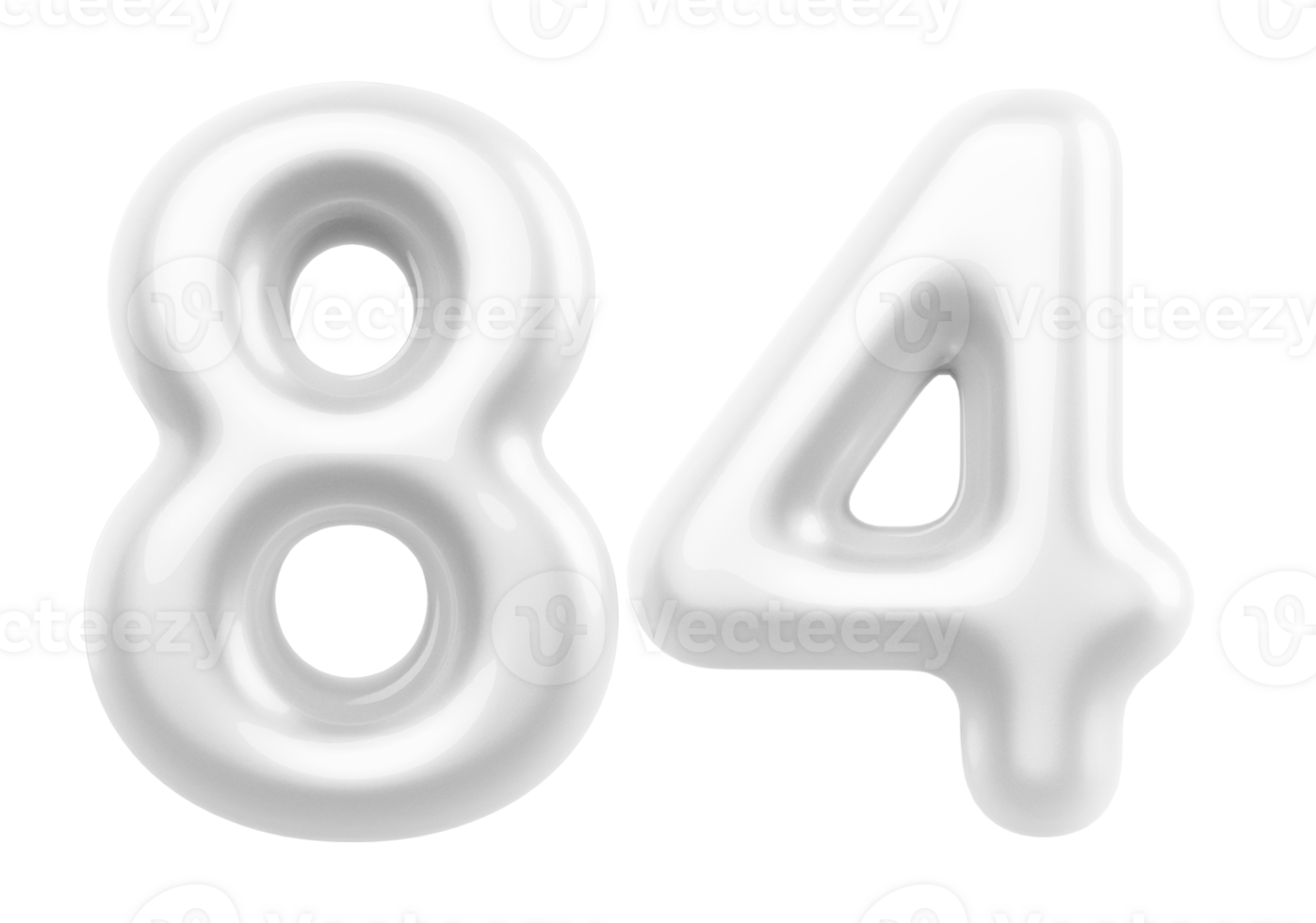 Silver 3D Number 84 png