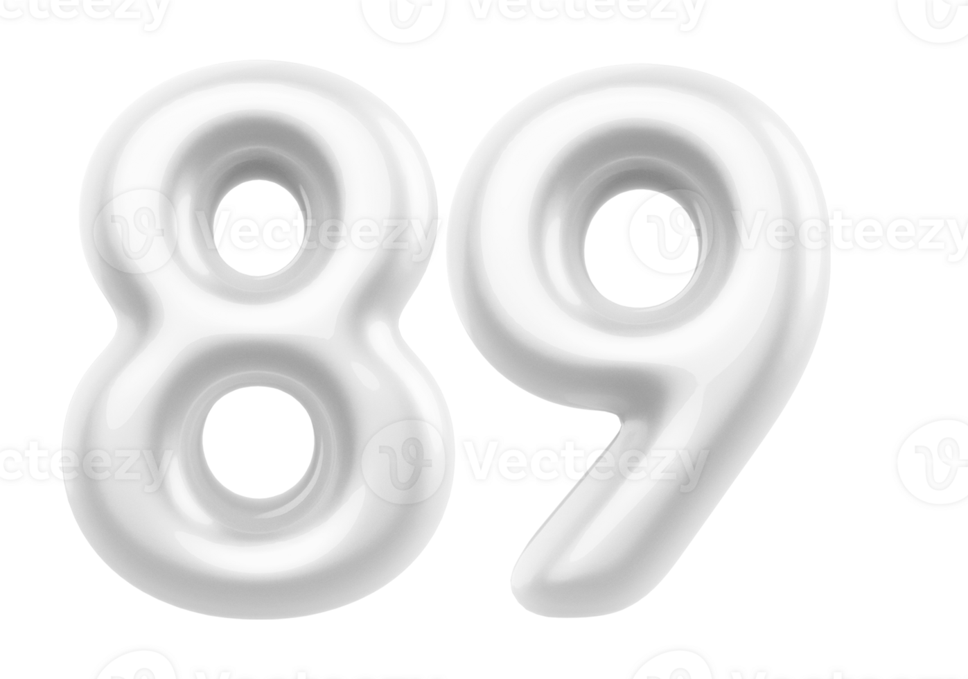 Silver 3D Number 89 png