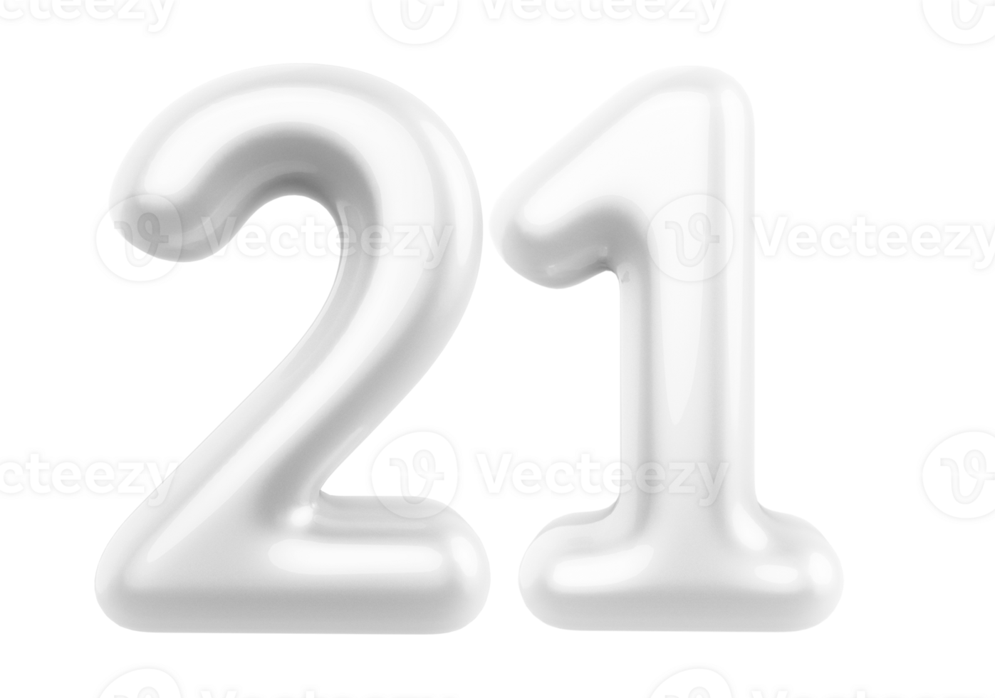 Silver 3D Number 21 png