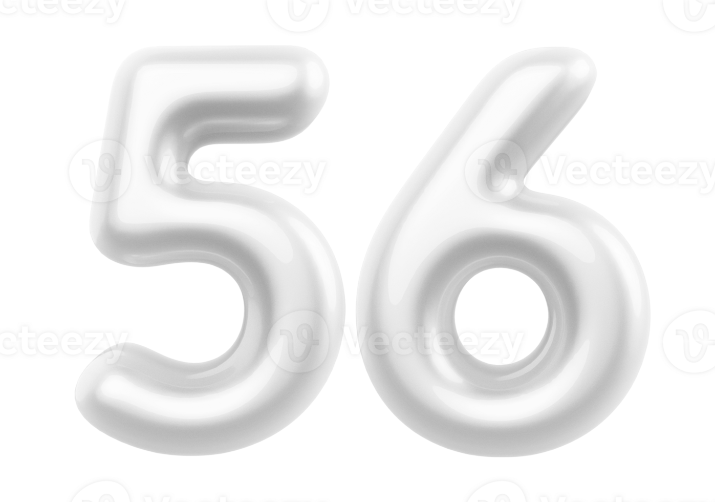 Silver 3D Number 56 png