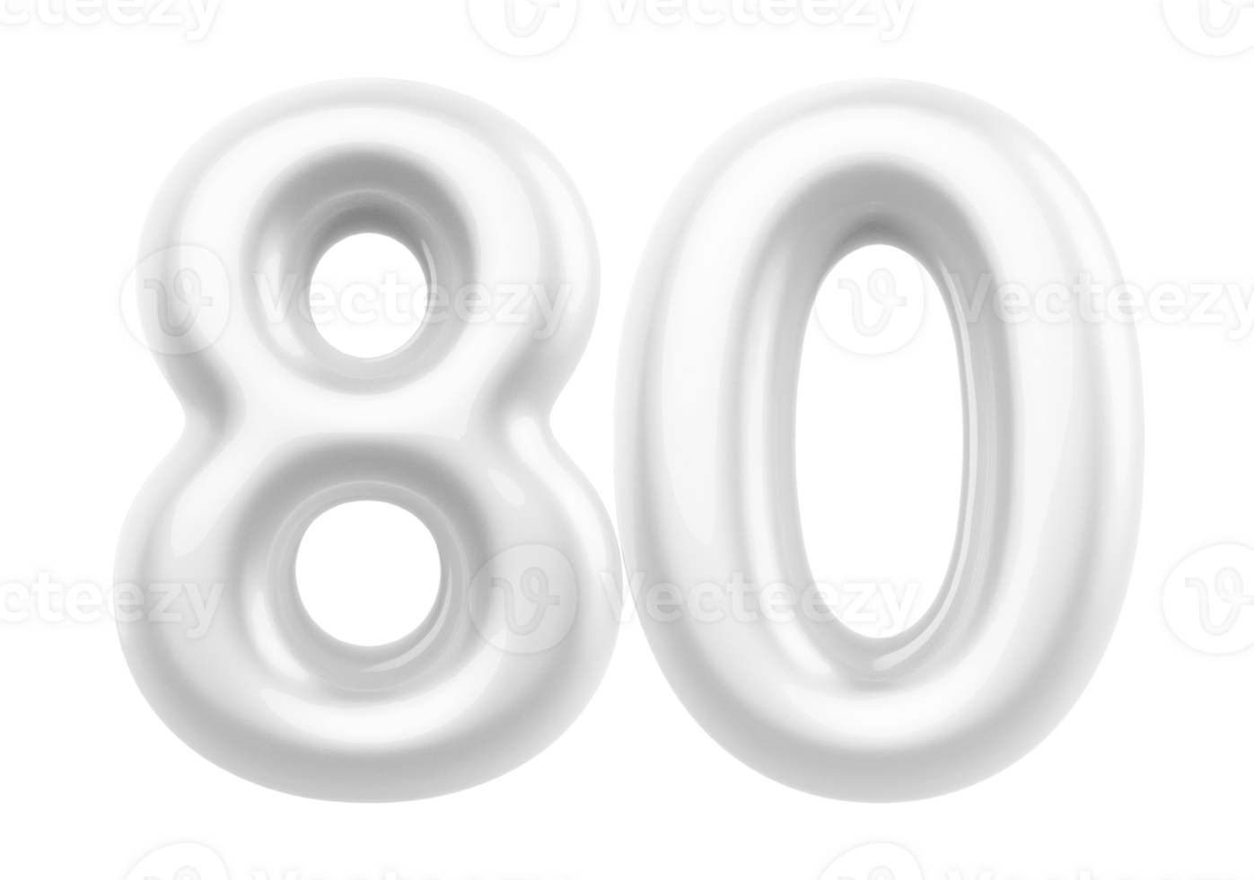 Silver 3D Number 80 png