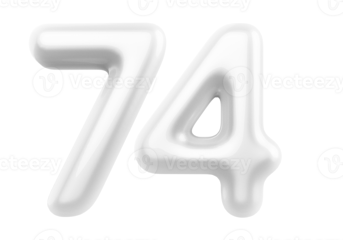 Silver 3D Number 74 png
