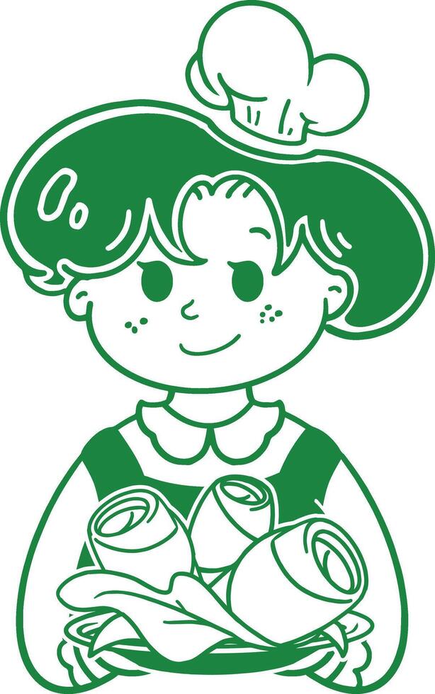 WOMAN HOLDING A PLATE vector