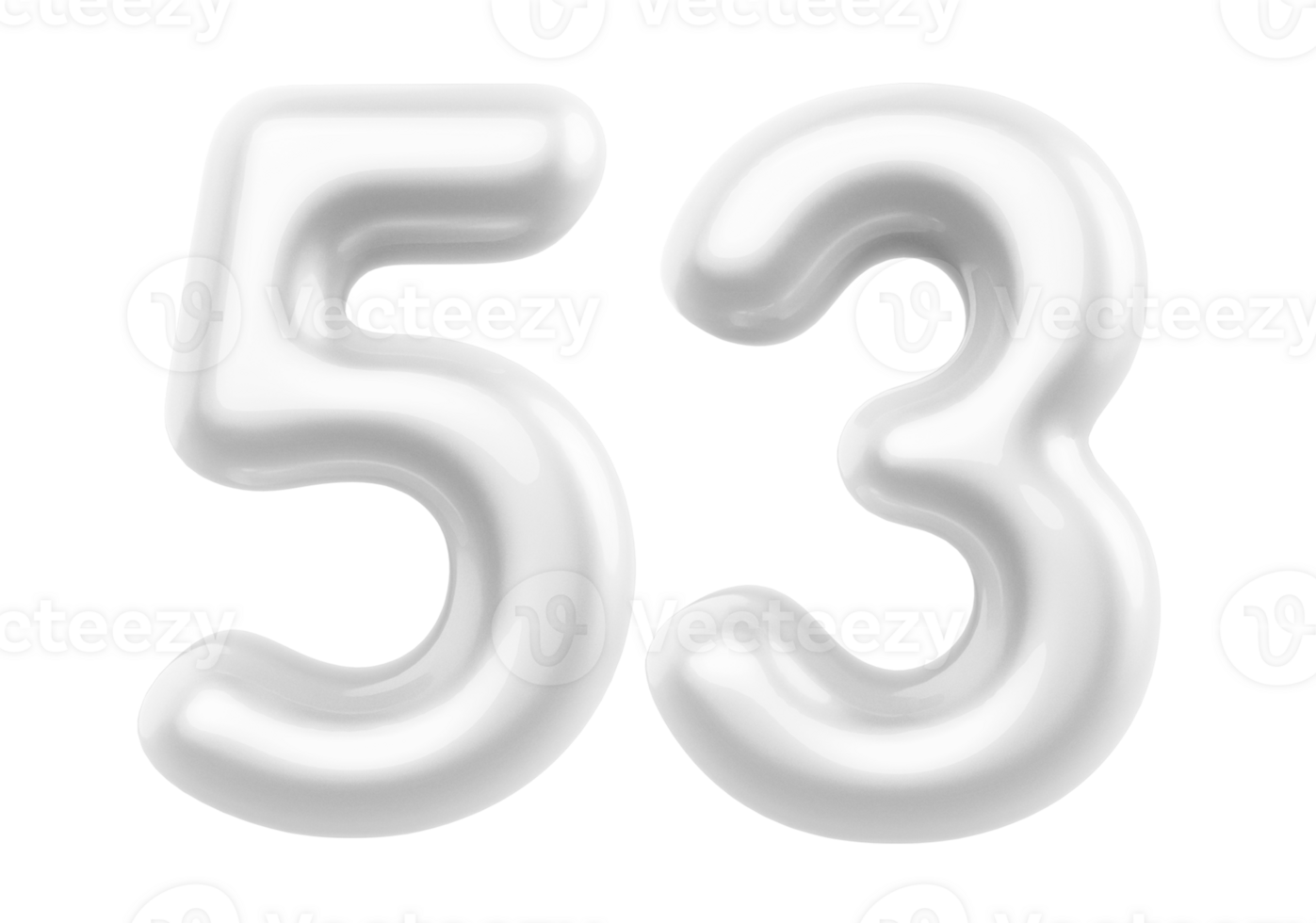 Silver 3D Number 53 png