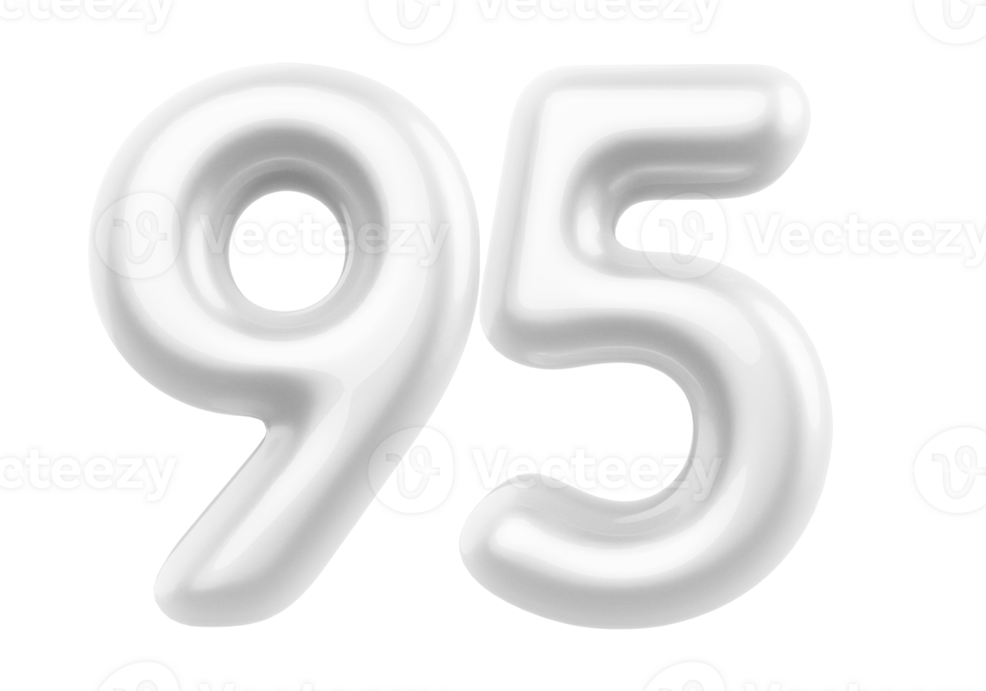 Silver 3D Number 95 png