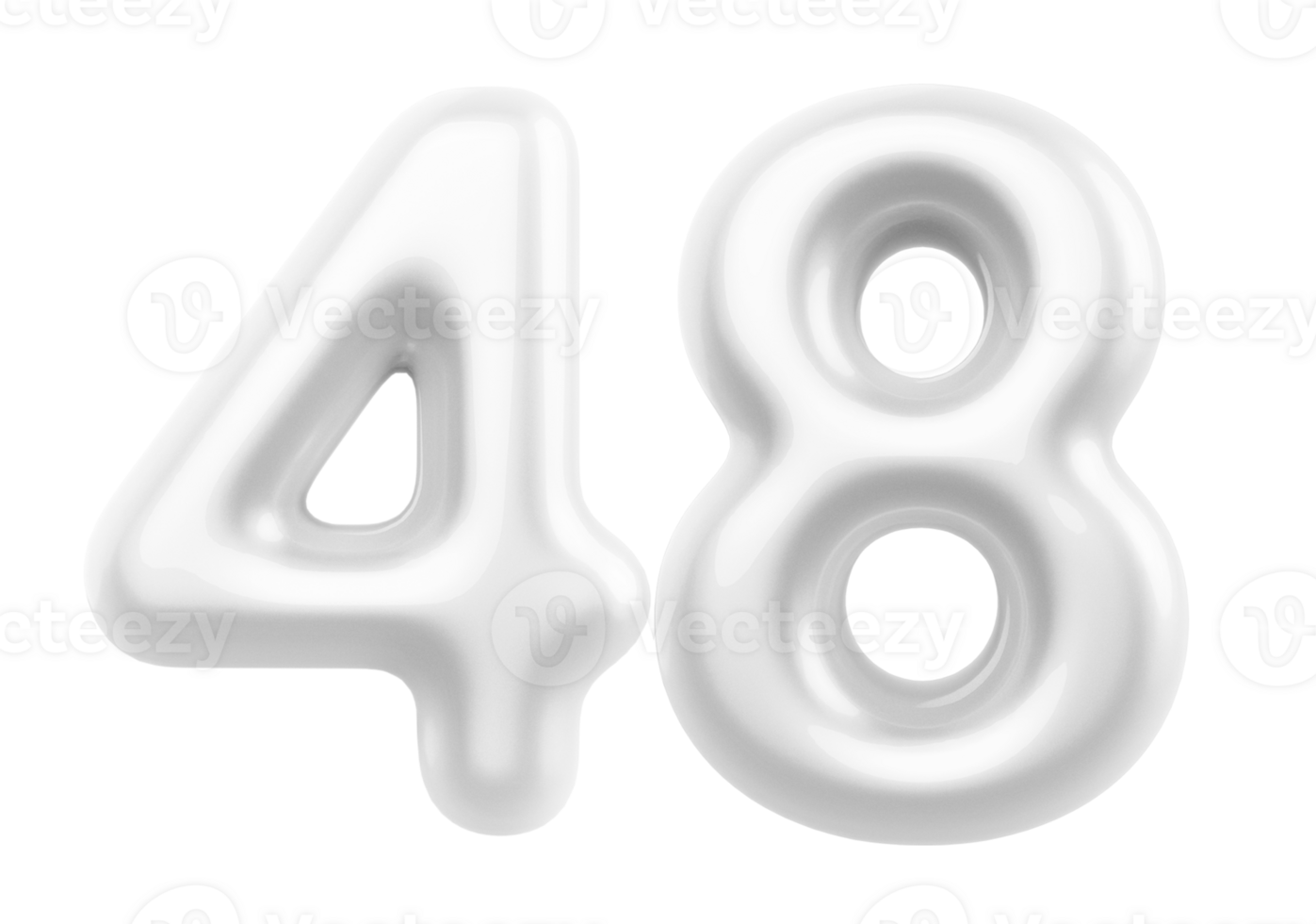 Silver 3D Number 48 png