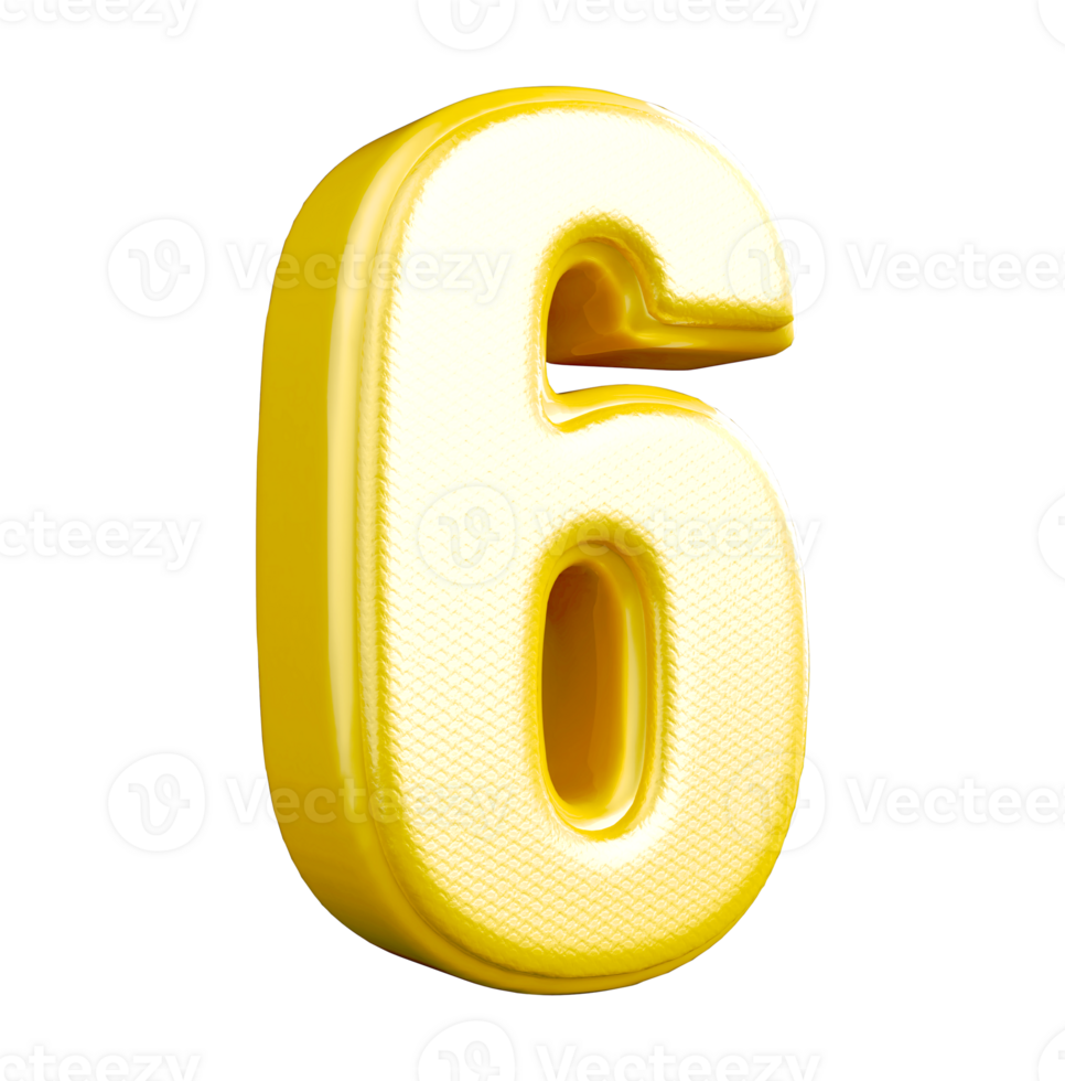 Gold 3D Number 6 png