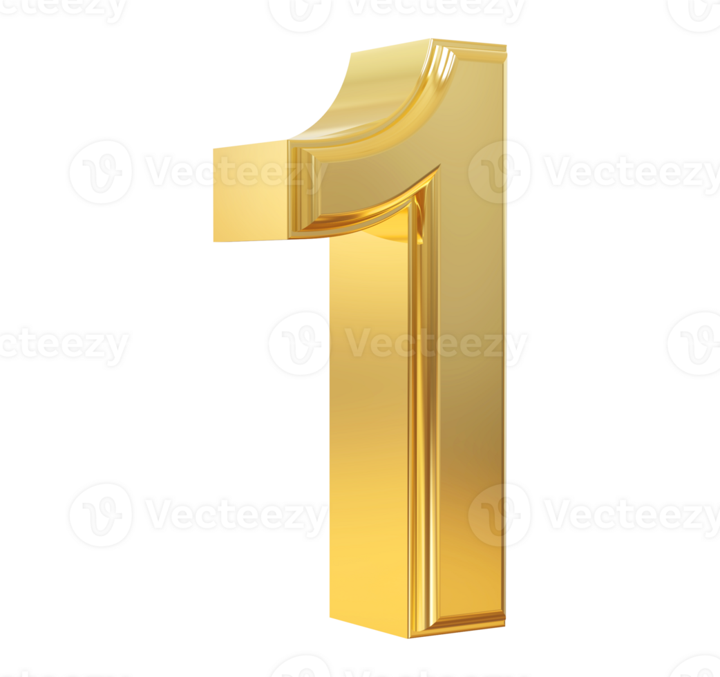 Gold 3D Number 1 png