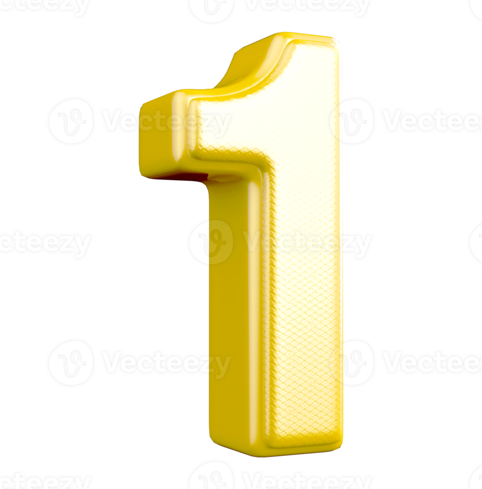 Gold 3D Number 1 png