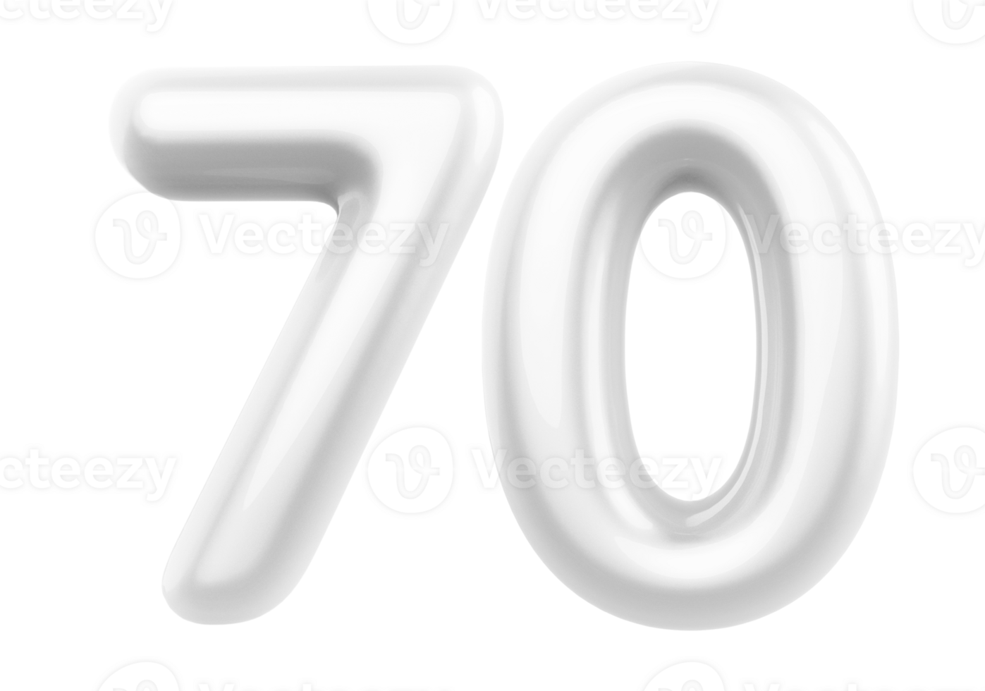 Silver 3D Number 70 png